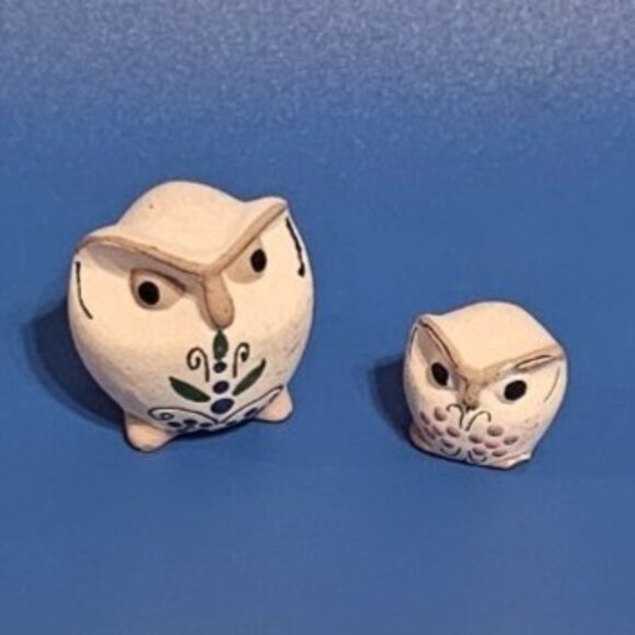 Miniature Ceramic Owl Pair .5" and 1" - Picture 2 of 5